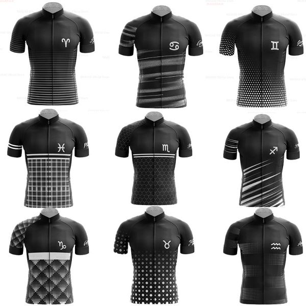

racing sets twelve constellations personality cycling jersey 2021 creativity summer short sleeve clothing breathable mtb bike wear, Black;blue
