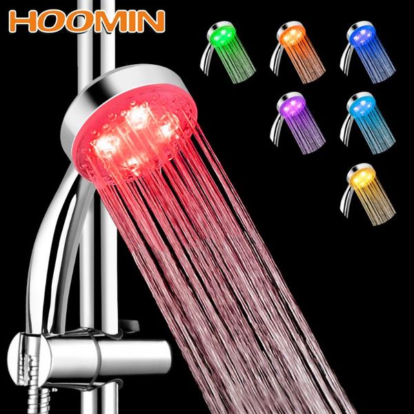 

bath accessory set hoomin rainfall spray led shower head 7 colors gradual changing 3 temperature sensor square fixed showerhead