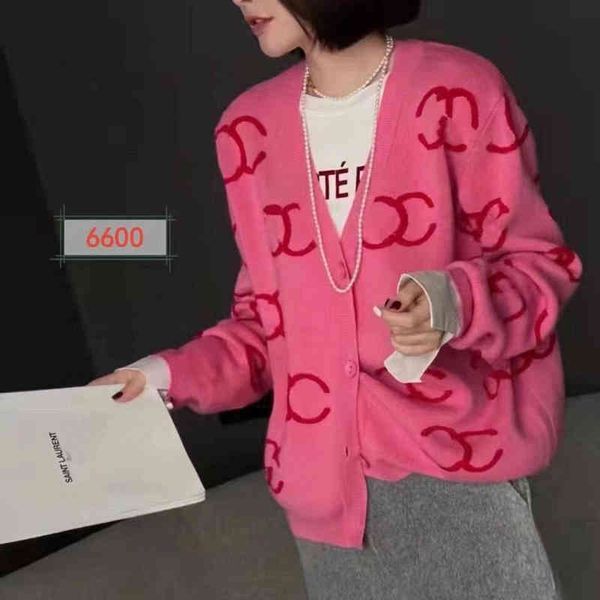 

70% outlet online high version spot new style v-neck thin knitted cardigan loose pink age reducing sweater coat female, Black;brown