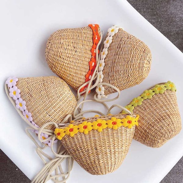 

children flower straw bag summer cute girl baby cross 210528