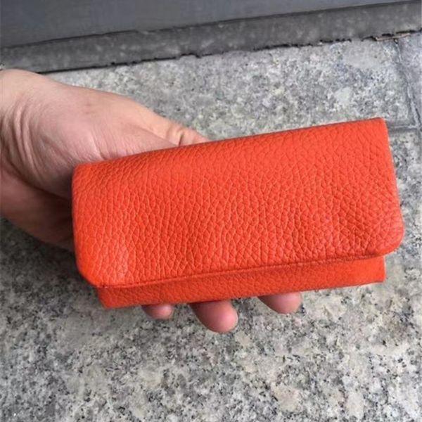 

leather mini key case chain simple soft leather lovers car men's and women's key case purses clearance, Brown;gray