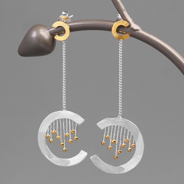 

sterling silver modern tassel line string curtain long statement drop earrings for women dangle & chandelier