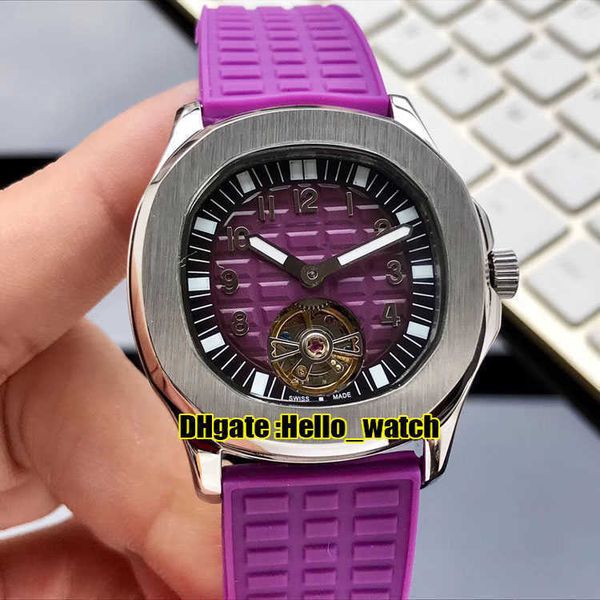 

watches men luxury brand 5067a-022 purple texture dial automatic womens watch 316l steel case purple rubber strap fashion sport pphw lady di, Slivery;brown