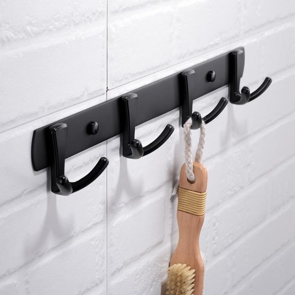 

robe hooks 1/2/3/4/5/6 holes wall mounted black forked home kitchen door coats clothes towel hat row hanger