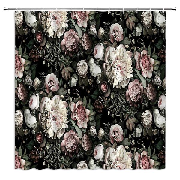 

sztnsm flowers shower curtain vintage classical spring blooming roses flower garden green plants vines,70x70 inch polyester