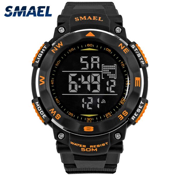 

smael digital watches 50m waterproof sport watch led casual electronics wristwatches 1235 dive swimming watch led clock digital x0524, Slivery;brown