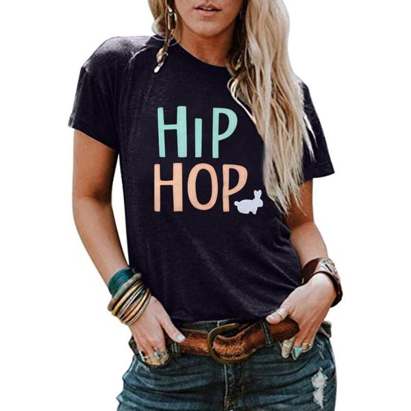 

women's t-shirt ladies round neck loose short sleeve cotton casual tee mujer women fashion easter goblin print #y, White