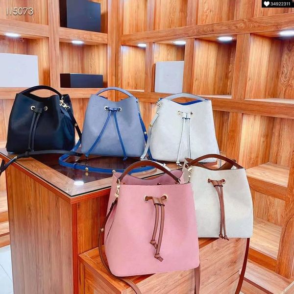 

bucket bag designer laser perforated pattern old flower women's one shoulder messenger bag in five colors