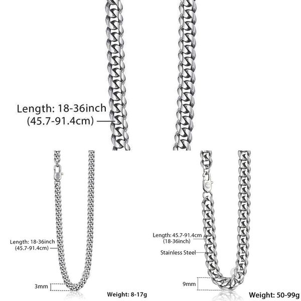 

cuban men's stainless steel mesh chain, 18-36 inch necklace, hip hop gift, wholesale, knm156 jewelry q0809, Silver