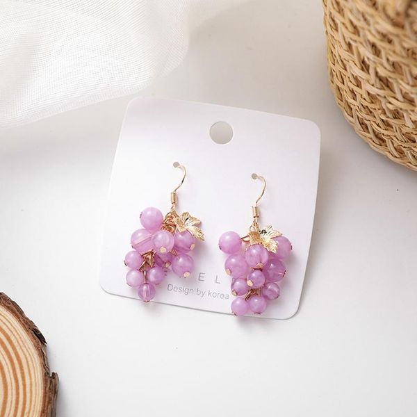 

summer sweety fresh purple grape earrings temperature simple style cute fruit accessories oorbellen boucle d'oreille stud, Golden;silver