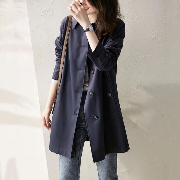 

women's trench coats 2021 autumn casual women coat solid color single breasted classic windbreaker korean fashion temperament female ou, Tan;black