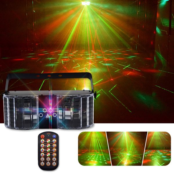 Doppelspiegel-Laserbeleuchtungsprojektor, Spezialeffekte, Bühnenlichter, DMX-Controller, LED, gemischtes Blinken, RGB, bunt, für Zuhause, Party, Urlaub