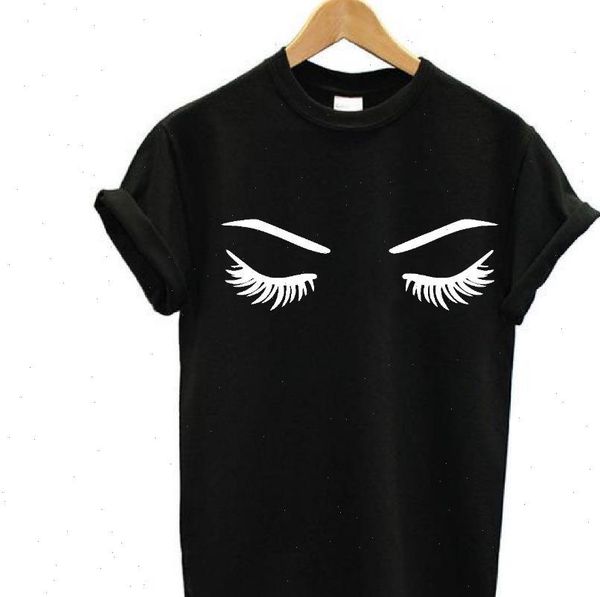 

womens eye lashes sleepy print women tshirt cotton casual funny t shirt gift 90s lady yong girl drop ship, White