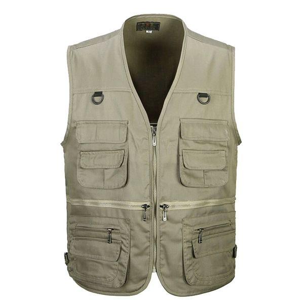 

men cotton multi pocket vest summer male casual thin sleeveless jacket with many pockets mens pographer baggy waistcoat 211111, Black;white