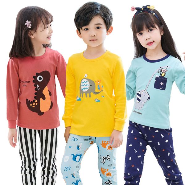 

2021 Children Sleepwear Baby Girl Spring Cotton Sets Boys Homewear Pajamas Kids Pyjamas Nightwear 2-13y Unisex Teenage Clothes, 11