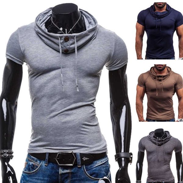 

men's summer new solid short sleeve t-shirt pile neck large polo shirt men's top, Gray