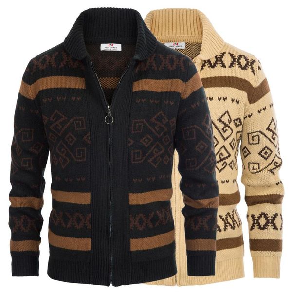 

men's sweaters casual men shawl collar sweater cardigan long sleeve zip-up knitted coat knitwear fashion jacquard coats male autumn, White;black
