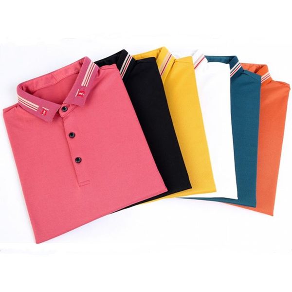 

men's polos summer shirt short sleeve pullover classic fashion t-shirt business casual loose trend male brand, White;black