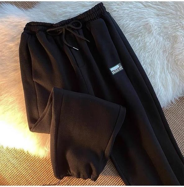 

women's pants & capris official picture real price simple wide leg leisure track sweatpants kio, Black;white