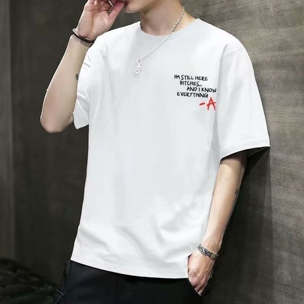

nlrz 2021 summer korean short sleeve coat t-round neck t-shirt fashion half sleeve men's wear men's t-shirts), White;black
