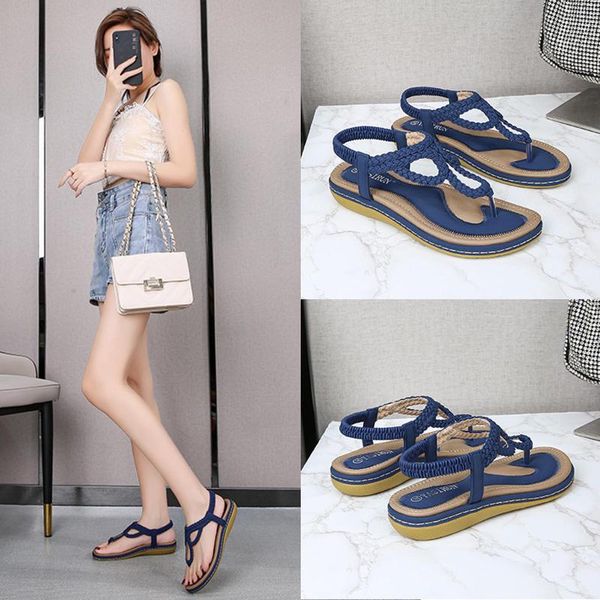 

sandals summer women casual style flat sole big size woven flip-flops shoes sandalias de las mujeres chaussure femme sandales, Black