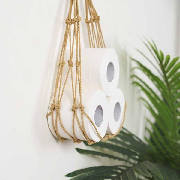 

nordic hanging cotton rope holder for toilet paper magazine books home el storage pocket rack bathroom decor boxes & bins