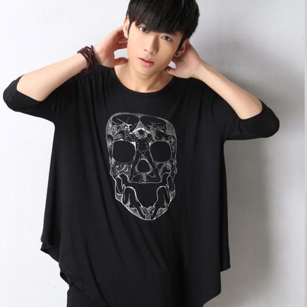 

korean edition large summer skull and camouflaged cross bones short shirt half sleeve male release-fit gd04, White;black