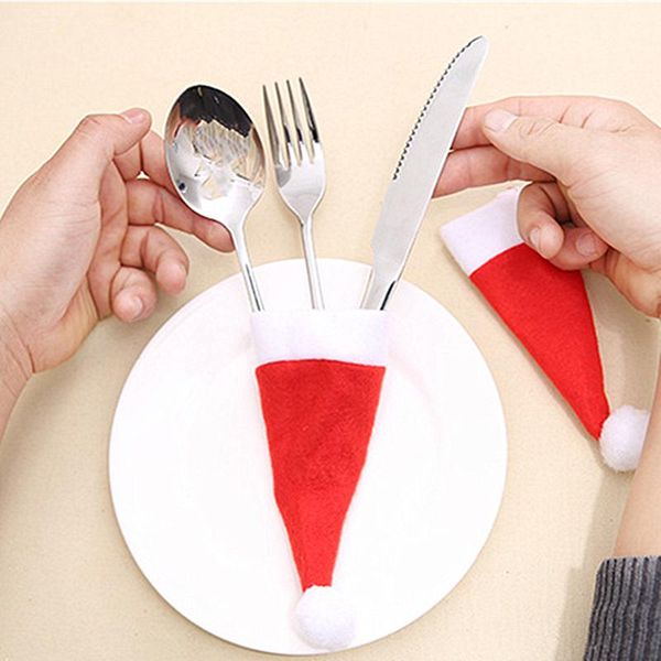

christmas decorations 10pc tableware holder bag hat 2021 home decoration accessories kitchen holde