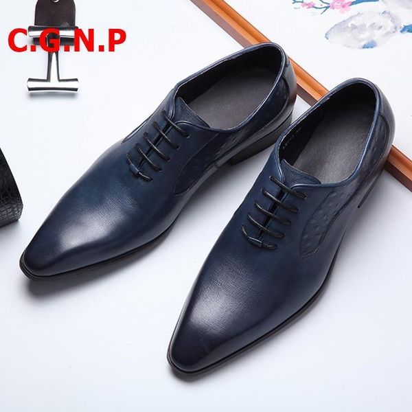 

dress shoes c.g.n.p autumn italian genuine leather mens pointed toe oxfords men formal office wedding1, Black