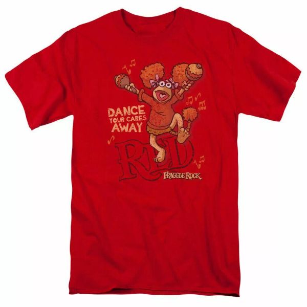 

fraggle rock dance t shirt mens licensed classic tv show red, White;black