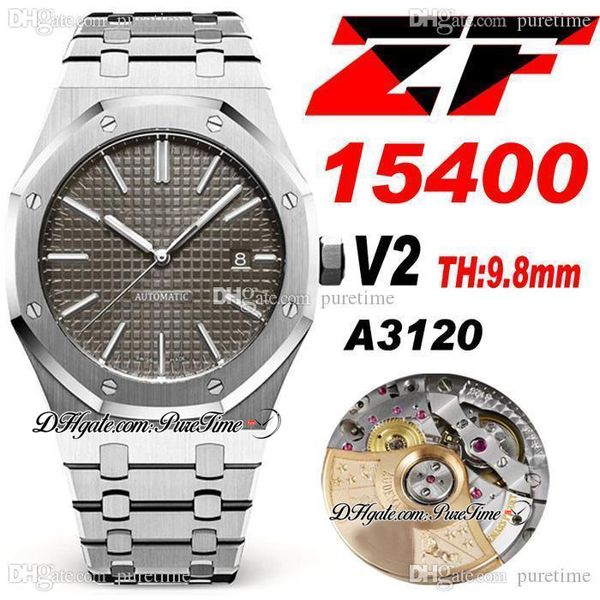 ZF V2 41mm 1540 A3120 Automático Assista Automático Marcadores de discagem texturizada marcadores de aço inoxidável Bracelete de aço profundo Buckle Super Edition Relógios PureTime D4