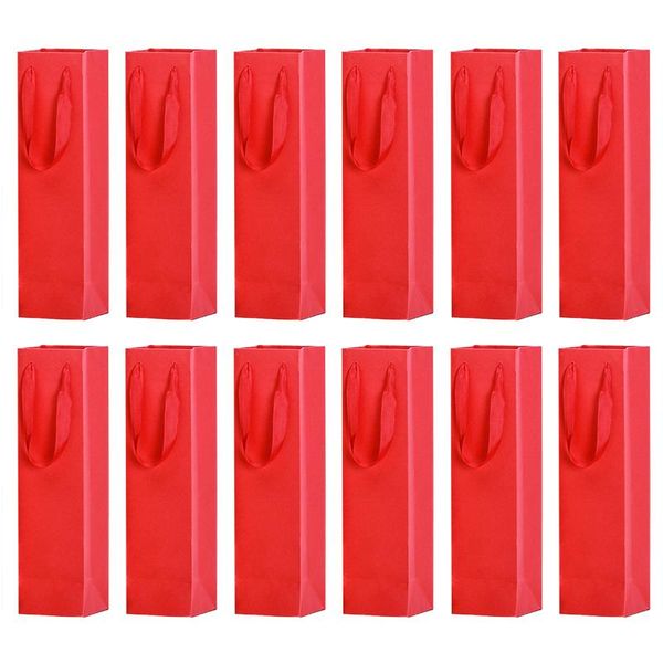 

gift wrap 12pcs party wine bag champagne with handle christmas paperboard durable wedding sturdy reusable single bottle solid