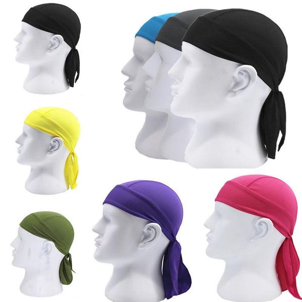 

cycling caps & masks cap head scarf men women bike bicycle mtb hats breathable sports headwear running bandana hat ciclismo pirate headband, Black