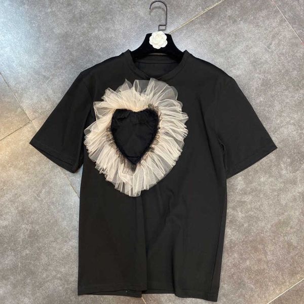 

fabpop summer arrivals short sleeve o neck lace patchwork black t shirt women gb259 210709, White