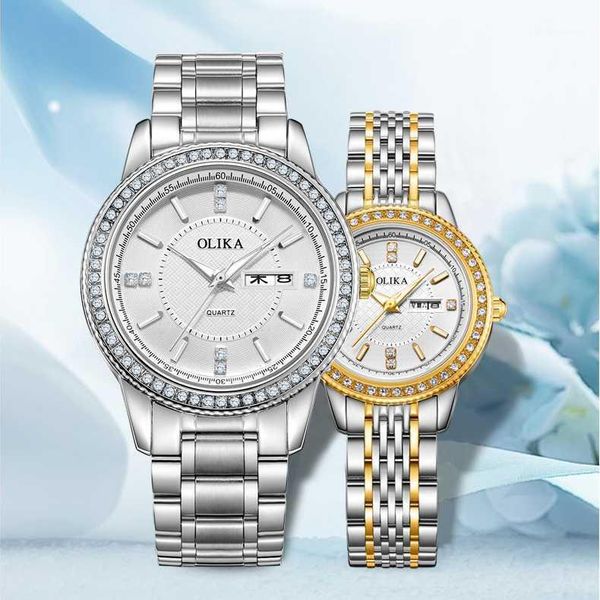 

style watch men's fashion diamond inlaid couple waterproof stainless steel quartz woman wristwatches, Slivery;brown