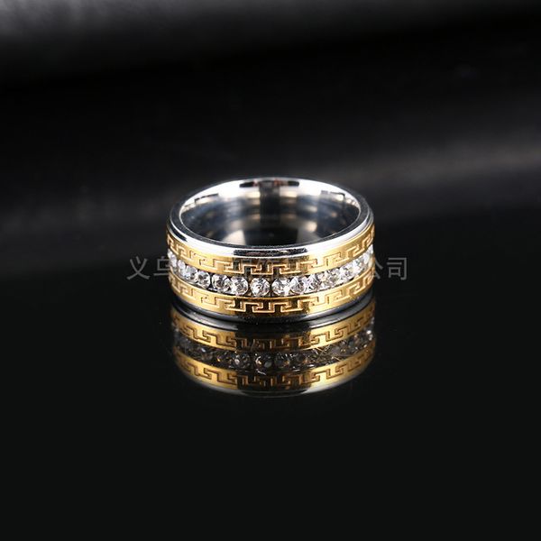 

great steel yunjin wall stainless diamond ring titanium steel ring, Slivery;golden