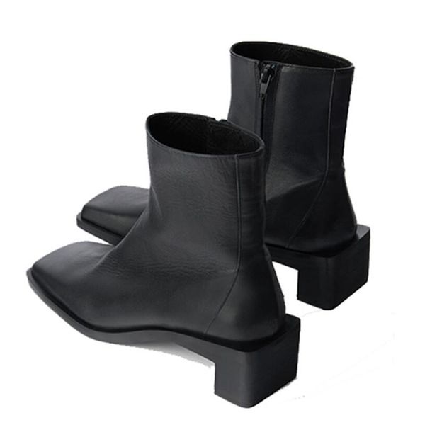 

boots latest big name leather western cowboy booties snakeskin texture square heel fall winter women mid-boots 4.5cm large size 34-43, Black