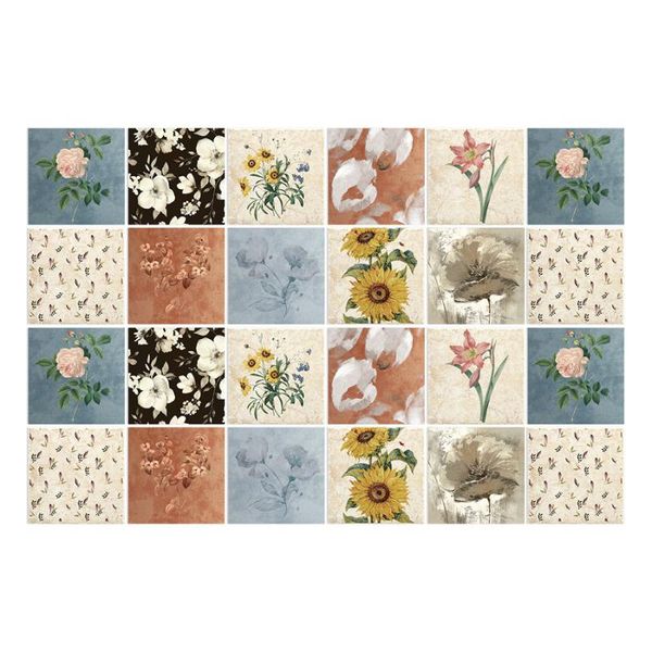 

window stickers waterproof self-adhesive tile sticker kitchen bathroom backsplash removable wall 24pcs decal home decor flower wallpaper
