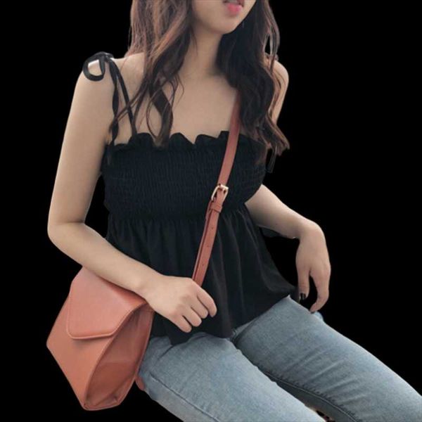 

yoga outfit women solid tube spaghetti strap stretch elastic waist chiffon vest