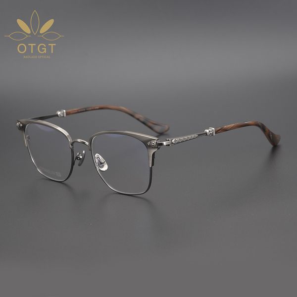 

design sunglasses jiandankeluo fashion box pure titanium business full large face myopia spectacle frame, White;black