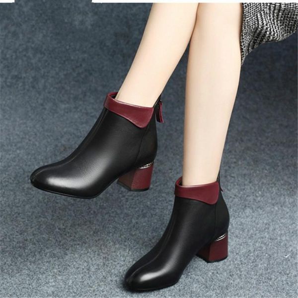 

women boots autumn high heels 2women ankle shoes spring black fashion office leather