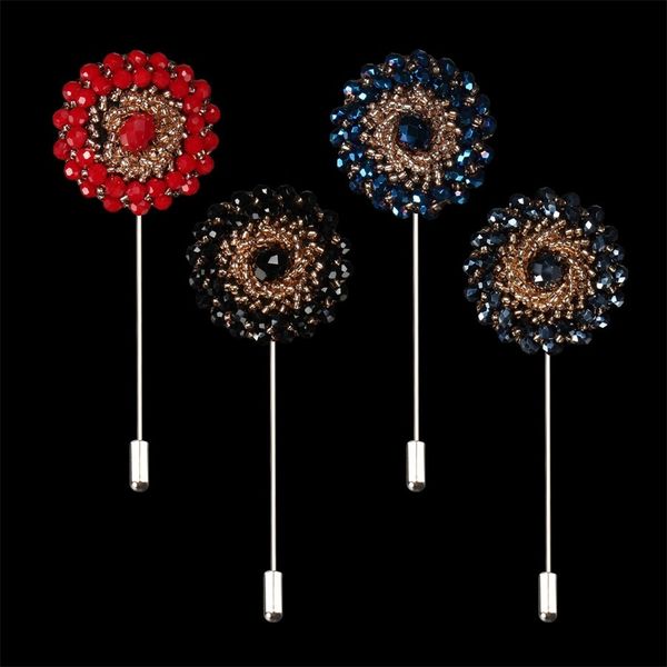 

fashion pearl flower lapel pins beaded corsage men pin crystal gentleman handmade stick brooch leisure lady accessory, Gray