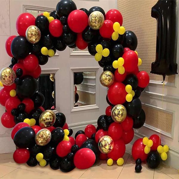 

208pcs diy red black latex balloons garland arch kit cartoon series party balloons theme birthday party decor ply globos