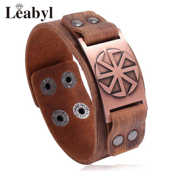 

tennis leabyl classic vintage series antique geometric flower leather strap bracelet 3 colors for men casual jewelry, Golden;silver
