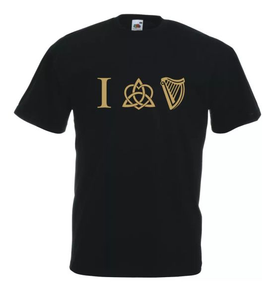 

grid j708 i love guinness weave celtic cotton t-shirt 100% fairylands, White;black