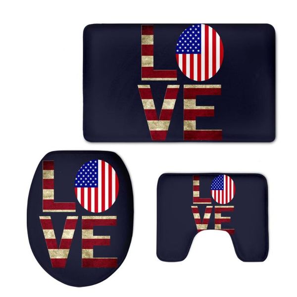 

bath accessory set 3 pieces rug and toilet seat cover love usa uk jamaica flag print non-slip u-shape pedestal mat lid