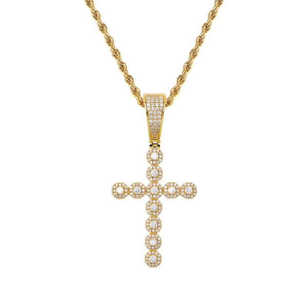 

pendant necklaces lucky sonny gold silver color cross christan cz iced pendants necklace 3mm rope chain hip-hop bling jewelry
