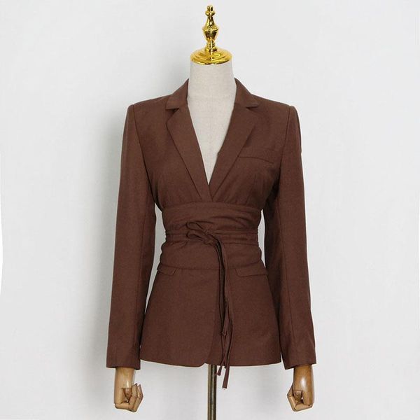 

women's suits & blazers [ewq] korea chic autumn trend women fashion solid color lapel single button simple long-sleeved blazer 2021 16w, White;black