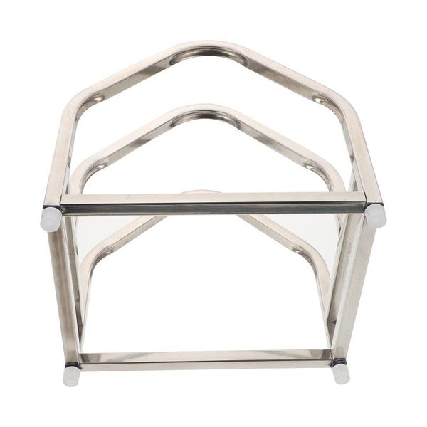 

hooks & rails 1pc stainless steel kitchen holder double layers organizer (sliver)