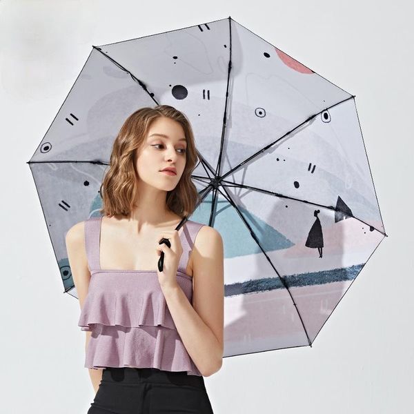 

umbrellas creative folding umbrella uv protection portable non slip travel small rain women paraguas gear df50y